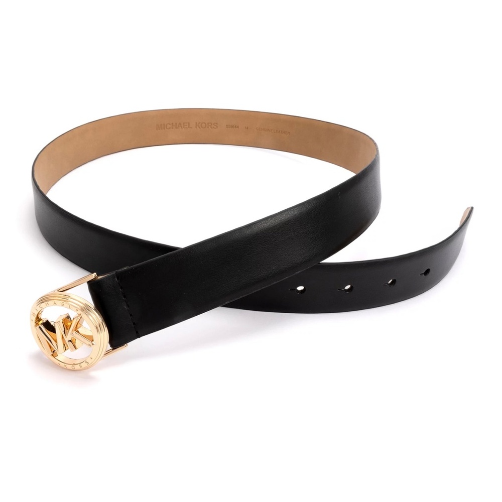 Michael Kors Black Gold Leather Belt size S